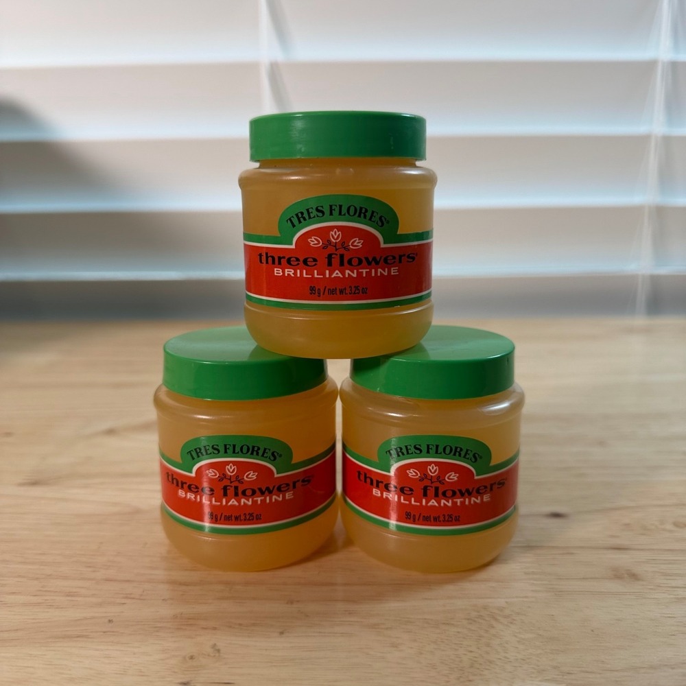 Lot of 3 Tres Flores Brilliantine‎ Non-Greasy Hair Styling Pomade - 3.25 oz